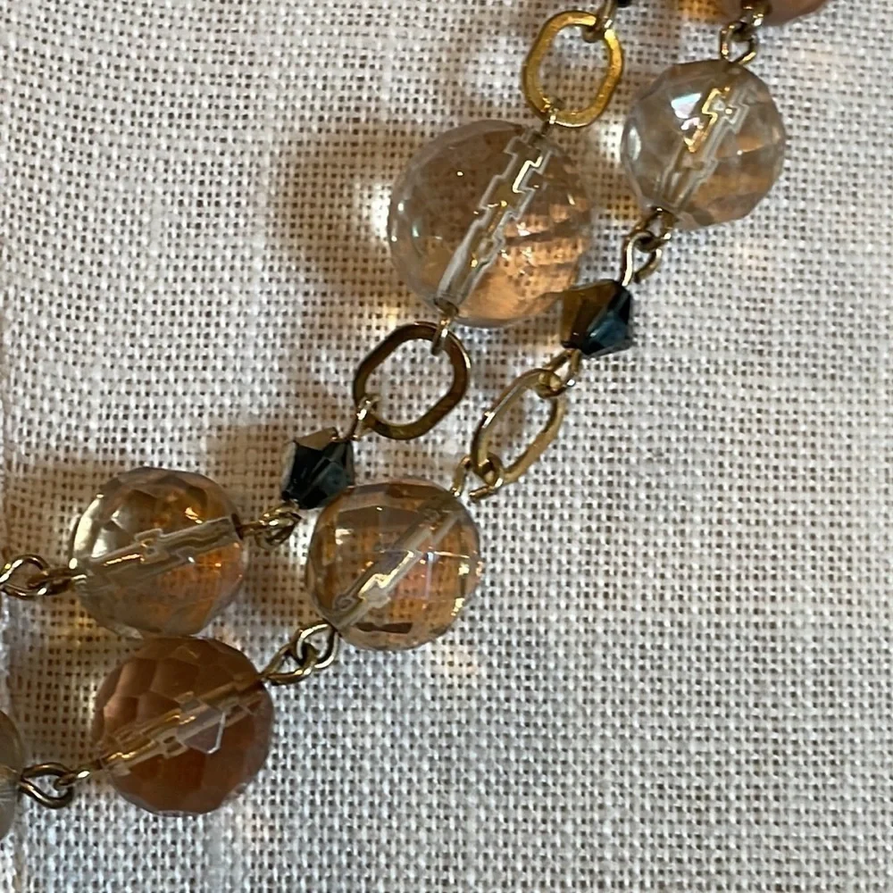 Gold foil glass bead vintage double strand necklace